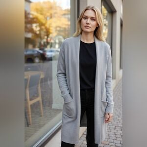 OVLA Grey Open Cardigan with Pockets & Hood